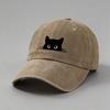 Small Black Cat Print Cotton Baseball Cap With Sun Protection For Casual Outdoor Activities