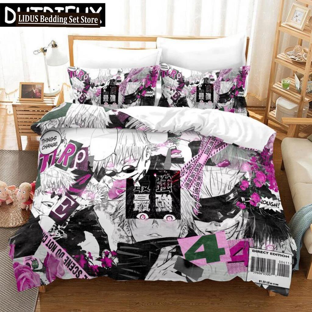 Jujutsu Kaisen Japan Anime 3D Printed Bedding Set King Duvet Cover Pillow Case Comforter Cover Bedclothes Duvet Covers