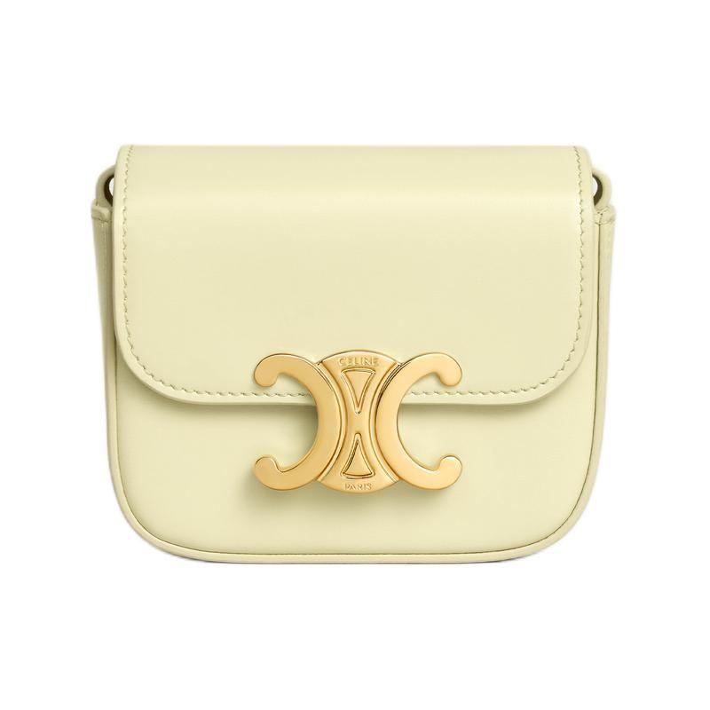 

Celine Claude Triomphe Snap Closure Detachable Adjustable Shoulder Strap Glossy Calfskin Crossbody Shoulder Bag Mini Women Bags 10I513DPV-11LY Basic Set (Bag+Dust Bag)