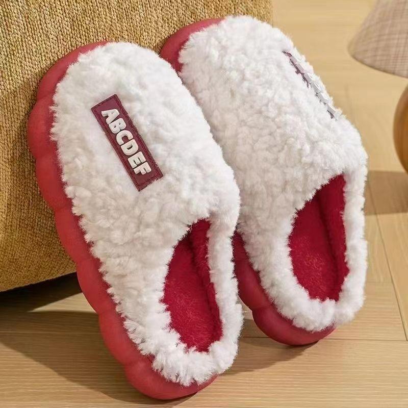 Cotton slippers women's thick bottom non-slip home warm confinement cotton slippers men and women couples home floor cotton slippers winter