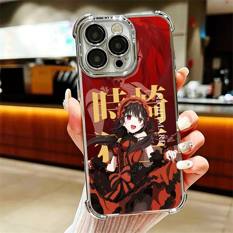

Date A Live Tokisaki Kurumi Plating Phone Case For Iphone 16 17 Pro Max Air 16E 14 15 Plus 12 13 Mini Anti-Fall Airabag Cover iPhone 16 Pro