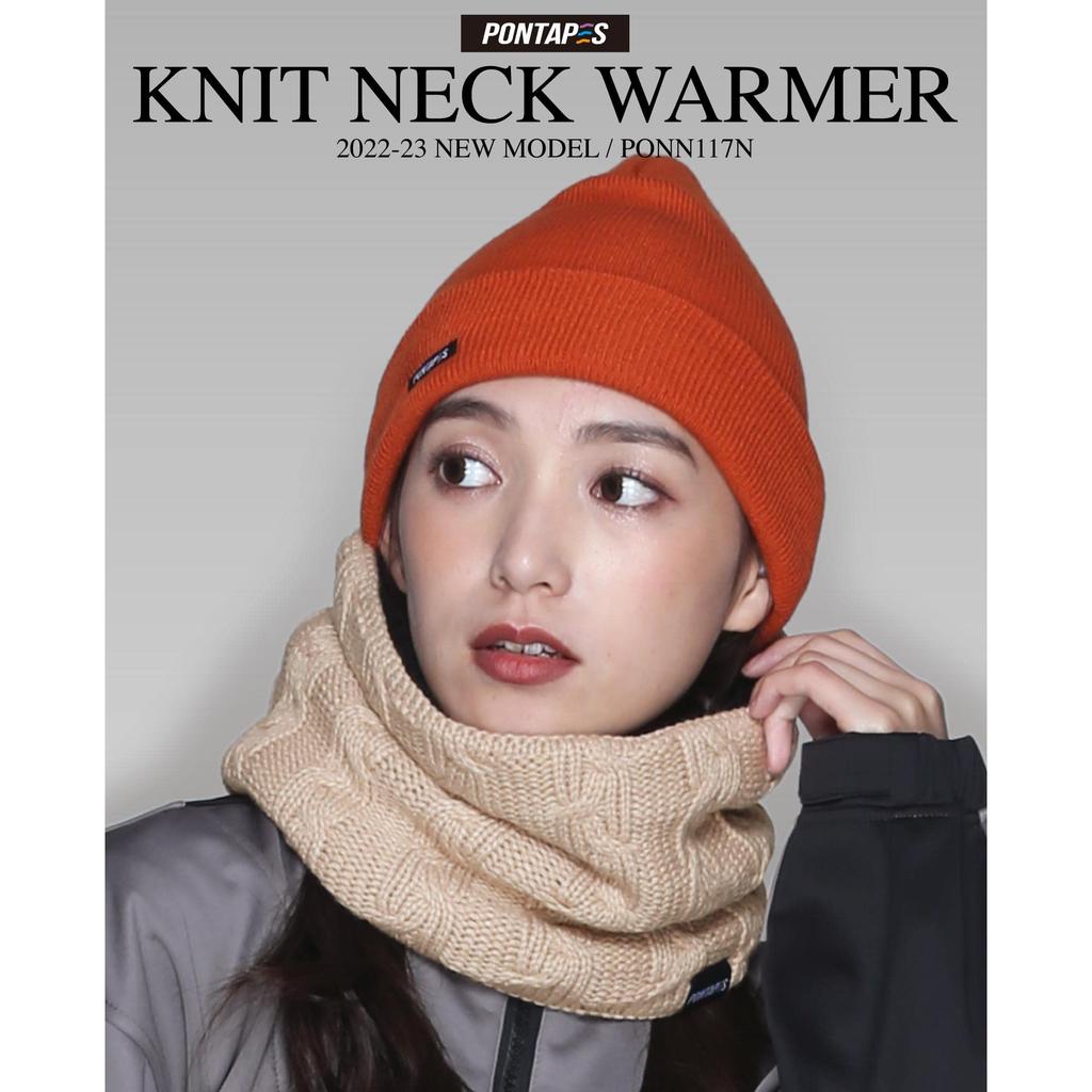 PONTAPES Knit Neck Warmer with Fleece Moku for Cold Weather and More PONNN-117N Lining, Gray, Skiing, Snowboarding,