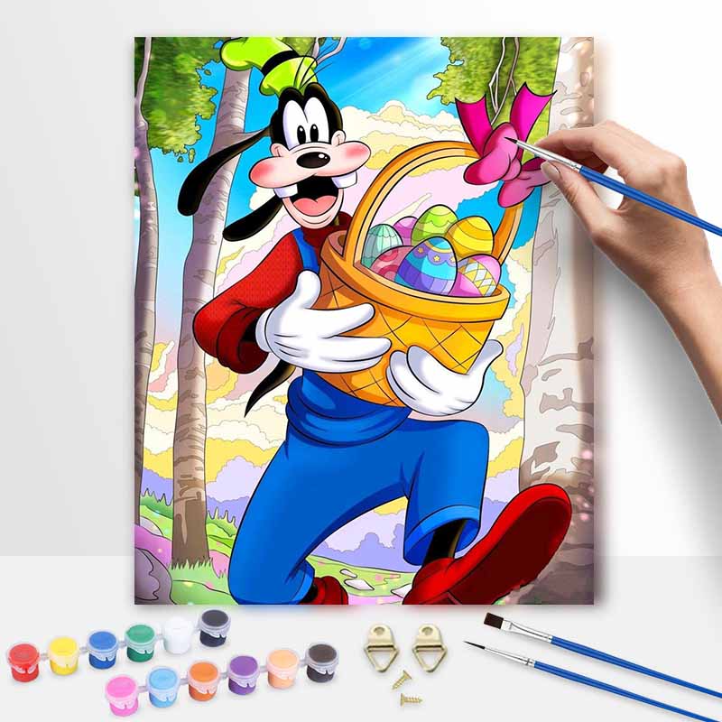Disney Goofy Easter Egg DIY Oil Painting Art Painting Kit Home Wall Decor Handmade Gift for Holiday Celebration Wall Art Craft Display