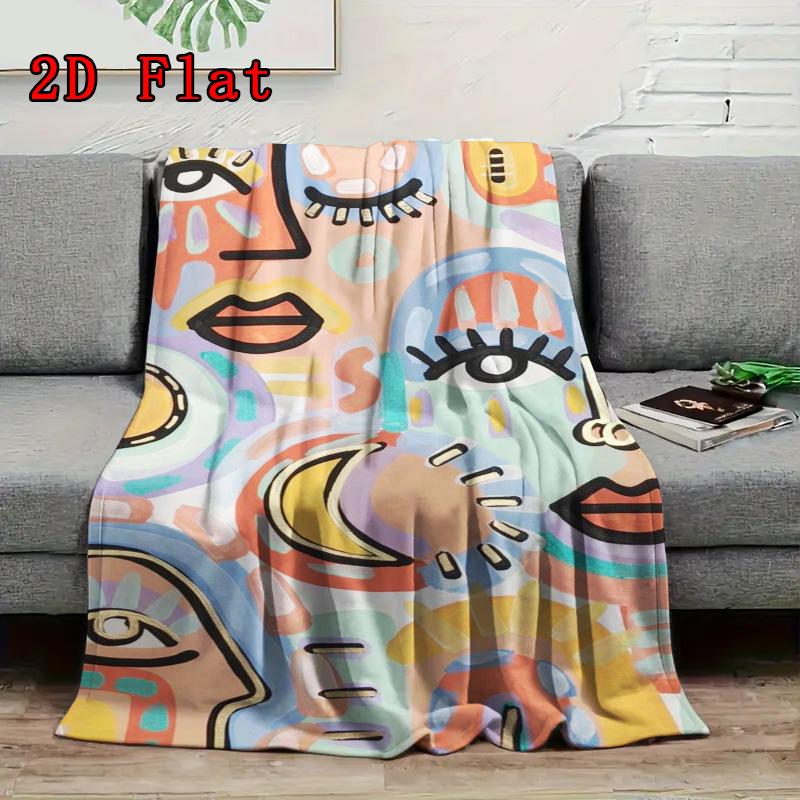 Abstract Art 2D Flat Pattern Flannel Blanket High Quality All Seasons Warmth and Comfort Perfect for Christmas Gifts.MMT0918154