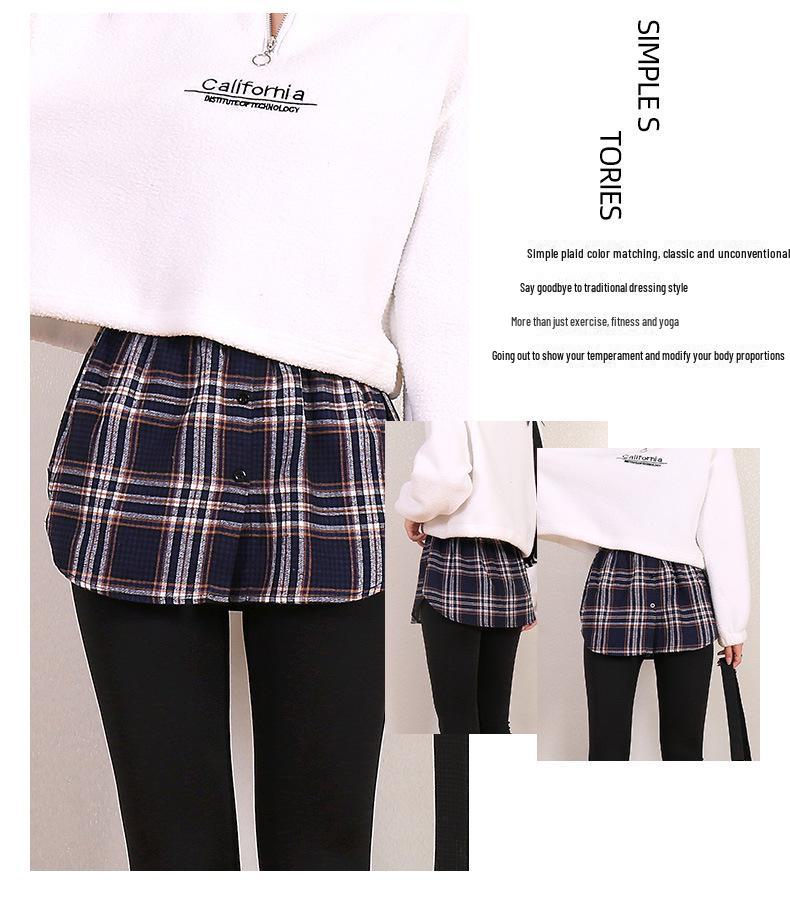 Plaid Layered Sweater Skirt for Women - Autumn/Winter Bottoming with Faux Hem To Cover Hips.