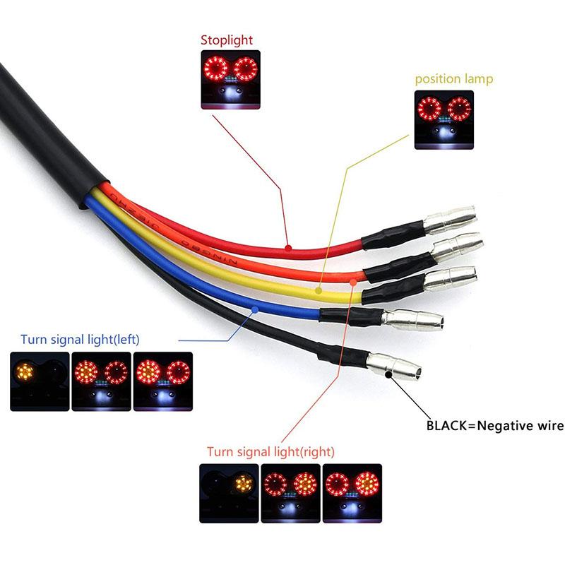 Bracingo Universal LED Turn Signal Brake Tail Light Motorcycle Assembly Refit Lamp Black Red 1 pcs Fit For Harley Honda