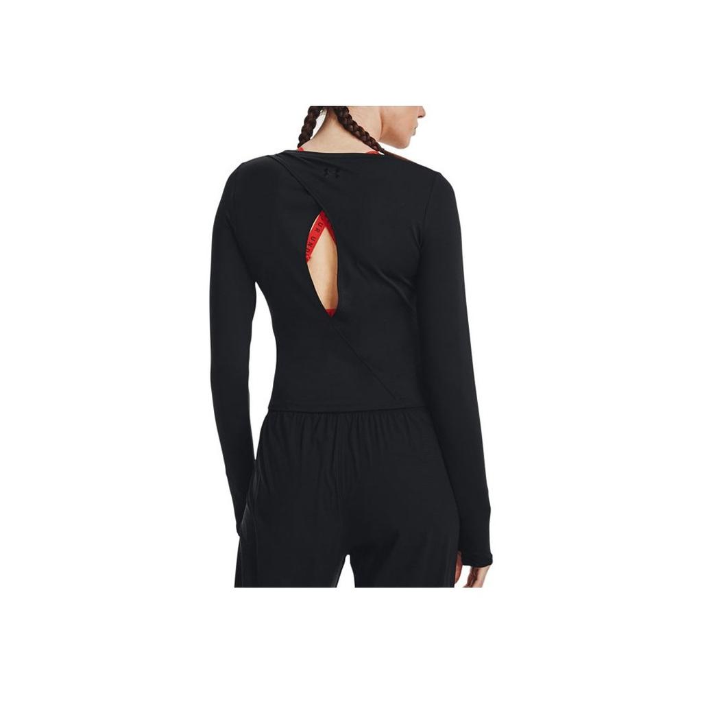 Under Armour Training Sports Crew Neck Long Sleeve T-Shirt Women tops Black 1371020-001