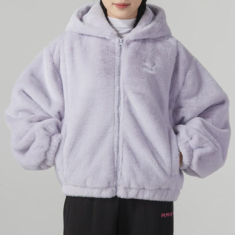 Puma Solid Color Sports Fitness Training Running Casual Warm Fleece Jacket Women Jacket Purple 625194-68