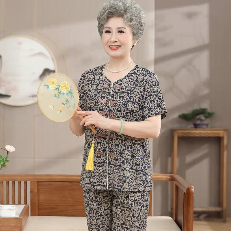 YUZHAOLIN Elderly Women's Summer Tang Suit Set