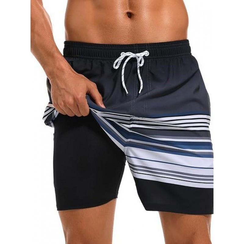 Mens Quick-Dry Board Shorts Swim Trunks With Print Design Beach Surfing Swimming Outdoor Activities