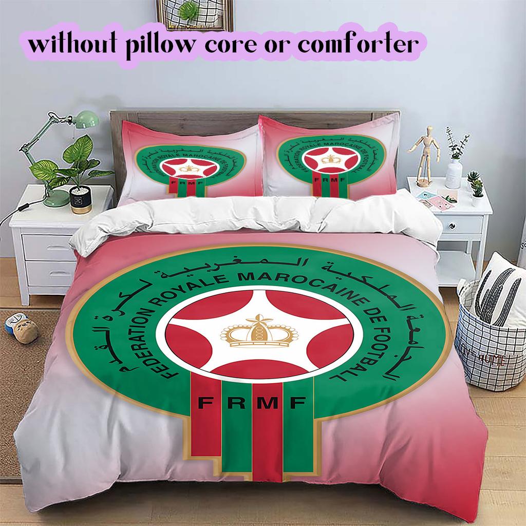 Morocco National Football Team Pattern Bedding,Quilt Set Quilt Cover Pillowcase Home Birthday Gift (1*duvet Cover+2*pillowcase,without Core)