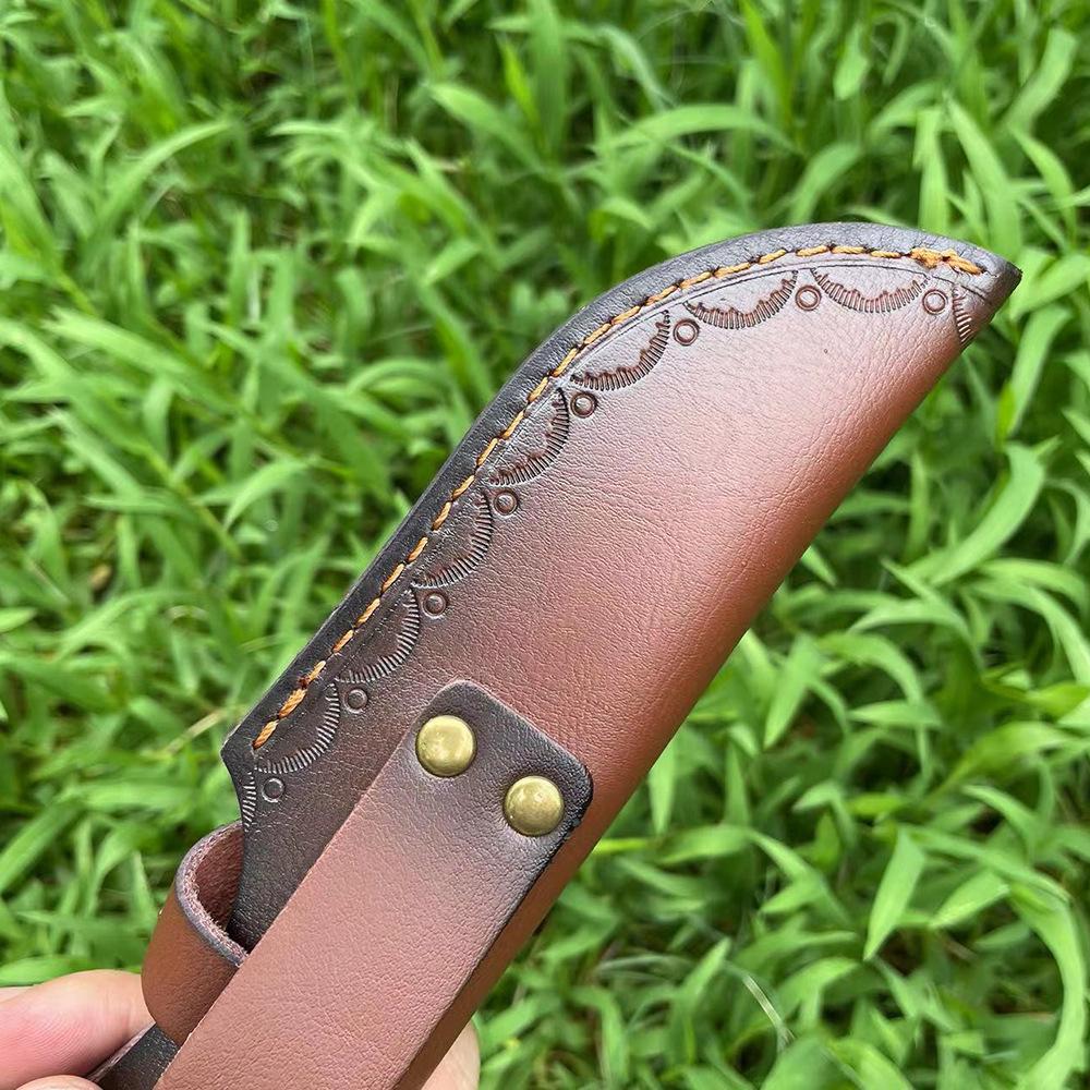 Two-Layer Cowhide Kitchen Knife and Sheath Set - Portable Outdoor Fruit Knife Set