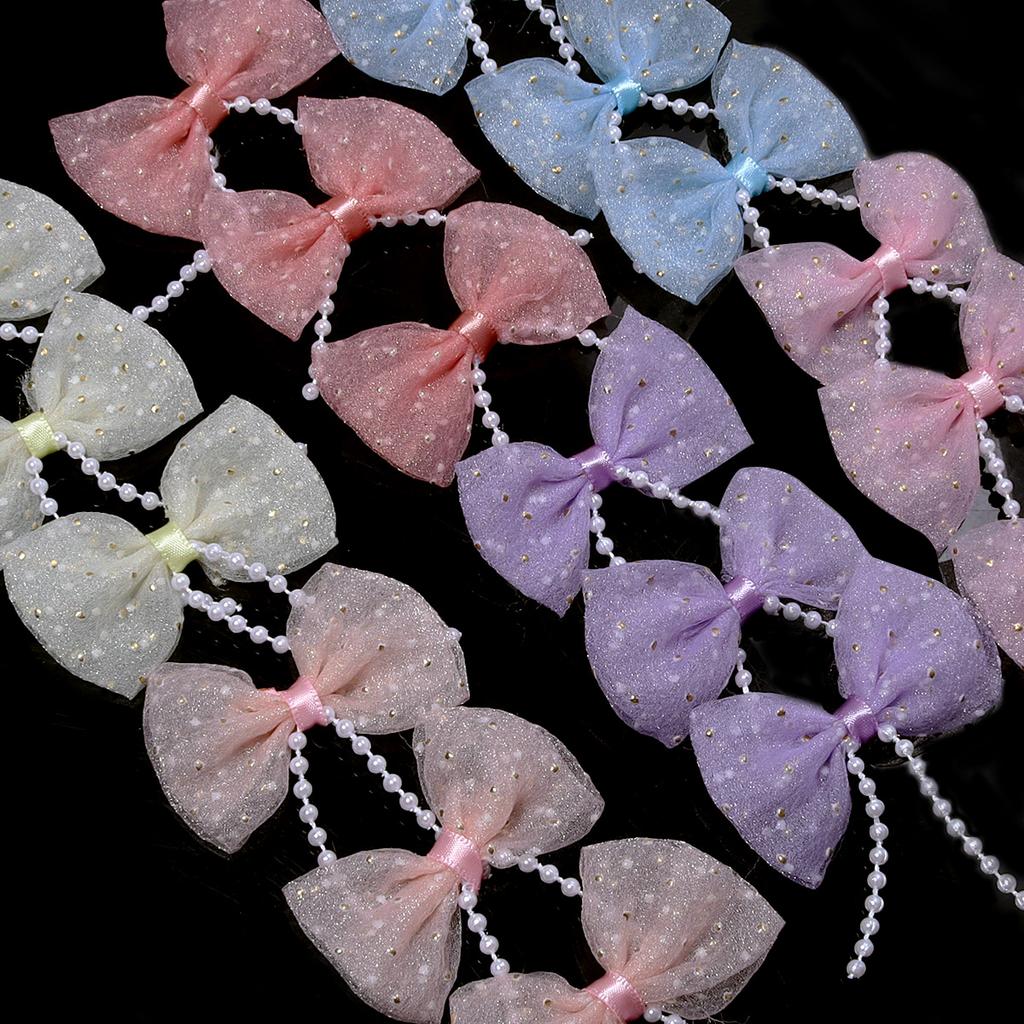 10pcs/lot Mini Cute Mesh Polka Dot Pearl Bow For Jewelry Making DIY Wedding Party Hair Clip Headband Clothing Crafts Decoration
