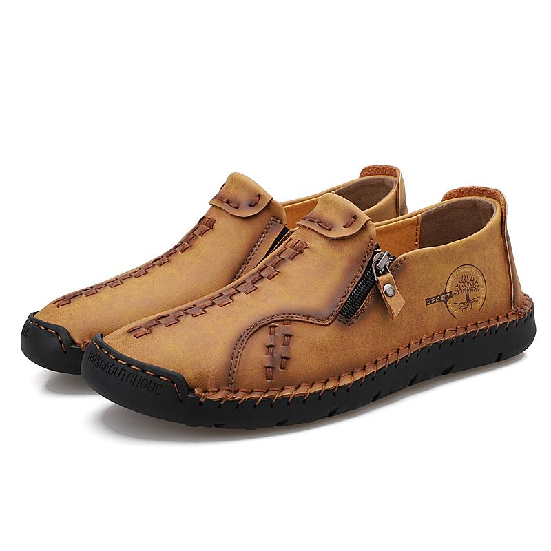 Handgenähte weiche Lederschuhe für Herren, bequeme Loafer, lässige Fahrschuhe, Mokassins, flache Schuhe für Herren