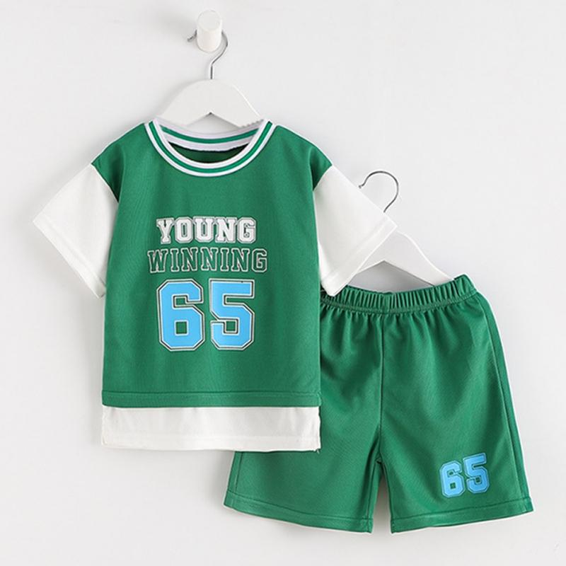 Children's Short Sleeved T-Shirt And Shorts Sportswear Two-Piece Set Summer Thin Kids Clothing Set