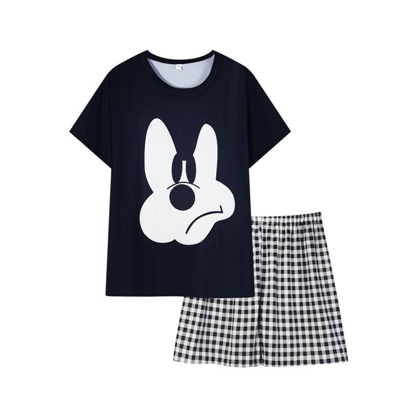 Summer Ins Korean Tide Haig Mickey Pajamas Women's Crew Neck Short-sleeved Shorts Set Casual Can Be Worn Outside Loungewear Thin