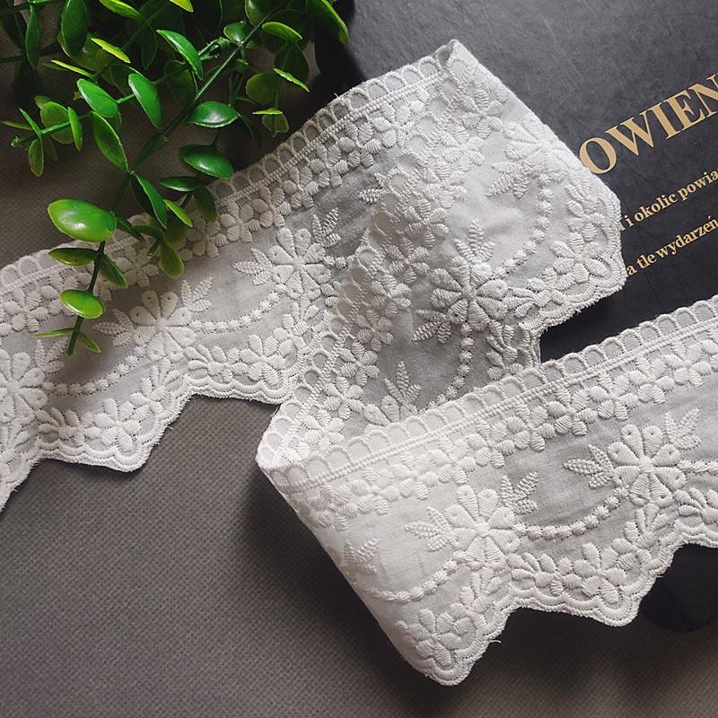 3 meter/parti 7,5 cm breda utsökta bomullsbroderier beige vita spetsar heminredning kläder dekoration accessoarer