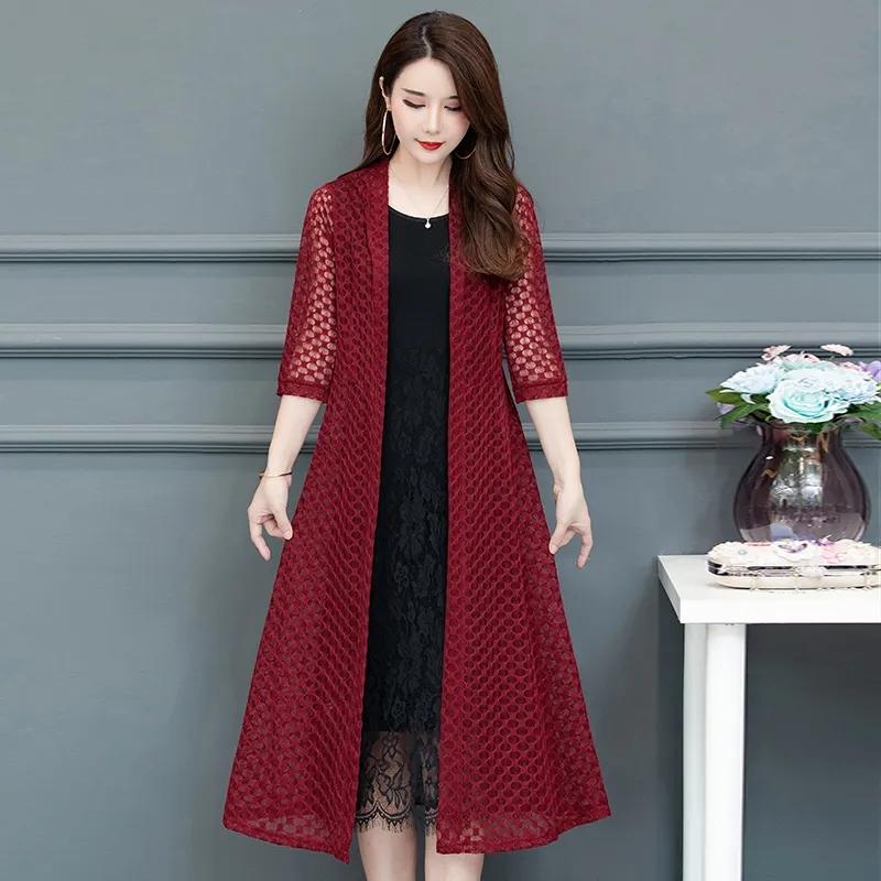 

Рубашка с шалью, женская средняя длина, темпераментный летний кардиган, солнцезащитный крем, верхняя драпировка, сетчатое пальто 5XL вино красного