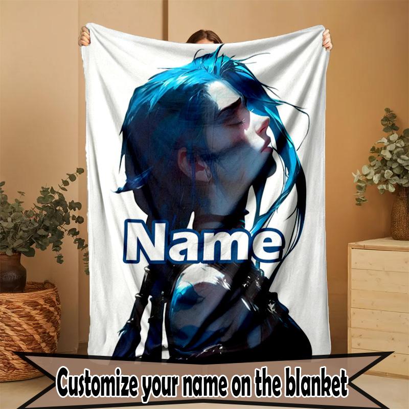 Custom Name Personalized Jinx Print Blanket, Home Decor, Bedroom, Sofa, Camping, Couch, Gifts for Birthday ChristmasEnthusiasts