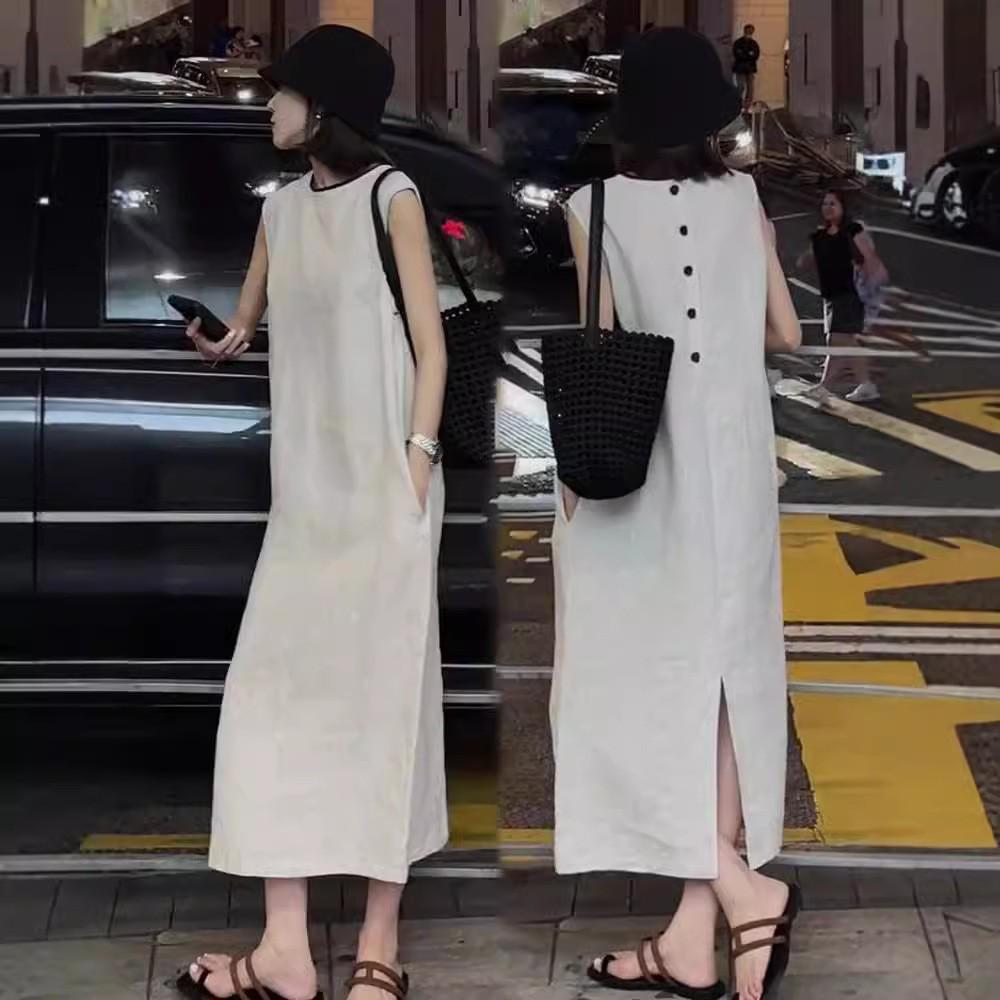 2025 Women's French Sleeveless Casual Long Dress - Summer Slimming and Stylish