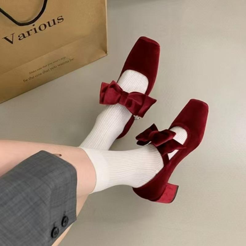 2025 Designer Velvet Butterfly-knot Shoes Women Fashion Elegant Party Wedding Shoes Women French square toe loafers