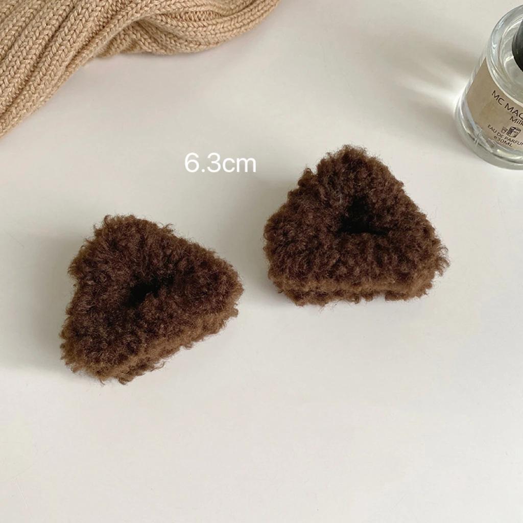 Sweet Cute Plush Cat Ears Hair Claw Small Side Clip for Broken Hair Princess Clip Fluffy Children New Winter Hair Accessories