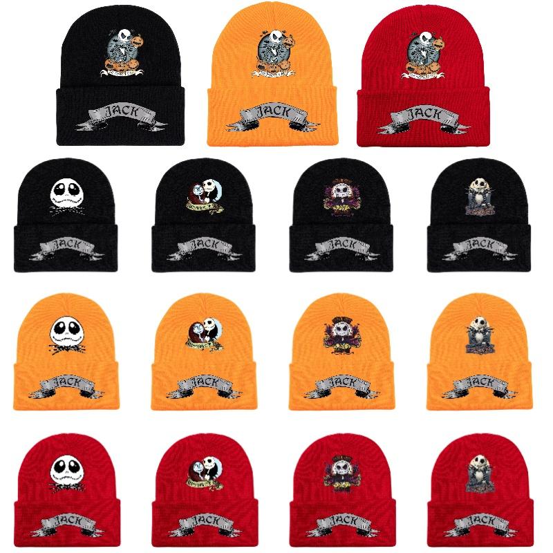 Jack Pumpkin Prince Knit Hat Colorful Halloween Print Unisex Winter Warm Cap