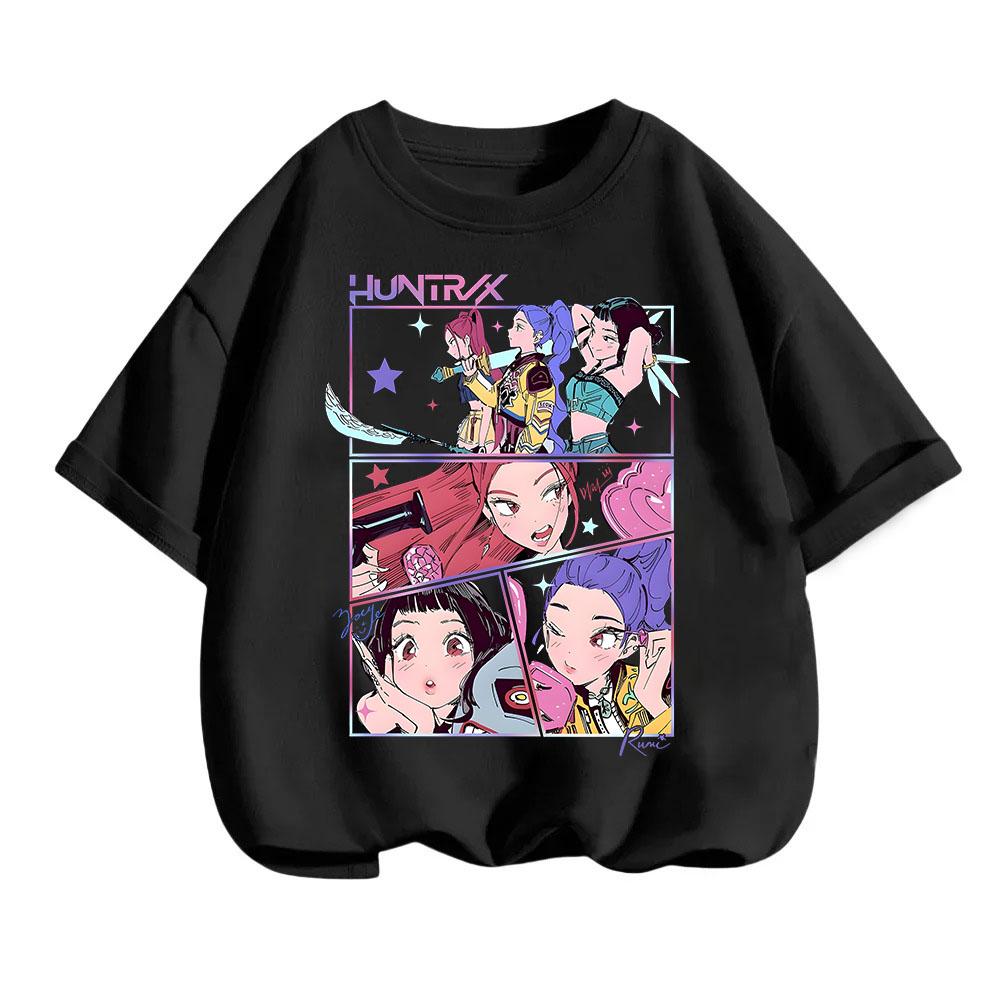 Kpop Lovci démonů Dětské oblečení Tričko s krátkým rukávem Roztomilé Kpop Lovci démonů Tygří Harajuku Tričko pro kluky a holky