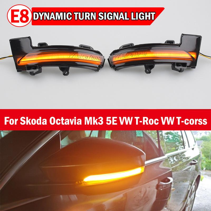 

2X For Skoda Octavia 3 Mk3 III A7 5E 2013-2018 Dynamic LED Turn Signal Blinker Light For VW T-roc Troc T-cross 2018
