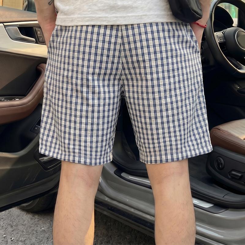 Men's Plaid Casual Shorts, Elastic Waist Drawstring Summer Lightweight Beach Shorts (M-5XL)