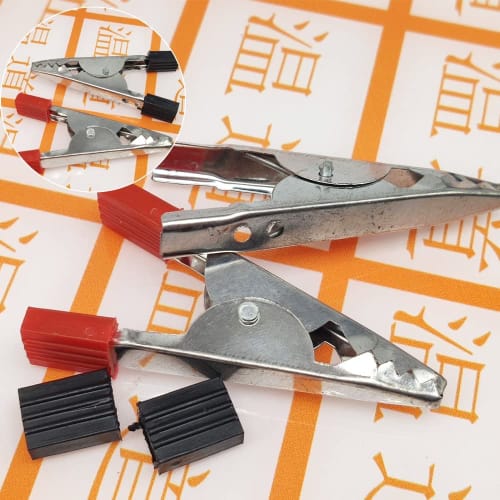 Samcos Alligator Clip Test Clamps, 10-Piece Set, 50mm, Plastic Handle, Electrical Test Clamps for Metal Work (5 Red + 5 Black)