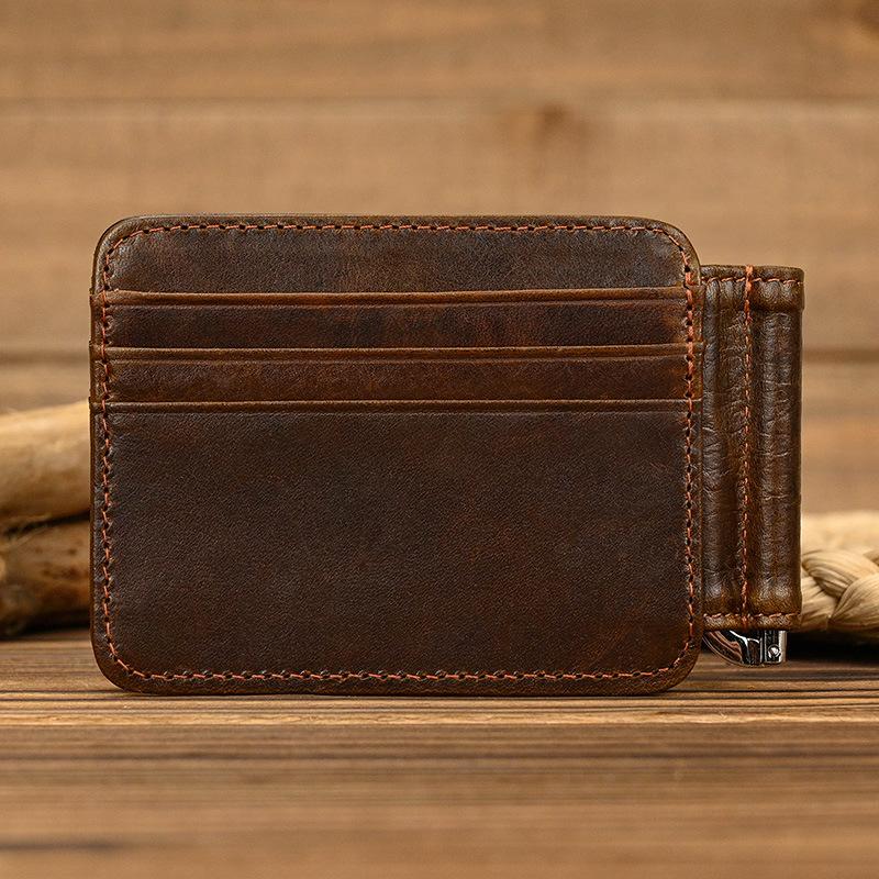 Genuine Leather Money Clip Purse For Men Women Cash Clip Wallets Male Short Wallets Card Holder Multi Cards Short Purse for Man