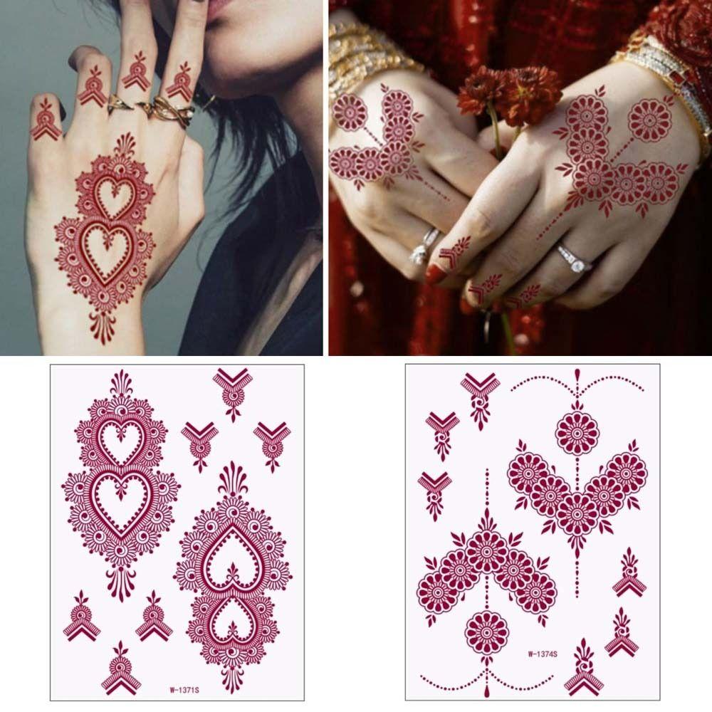 Lace Fake Tattoo Temporary Tattoo Red Mehndi Stickers Body Art Sticker India Mehndi