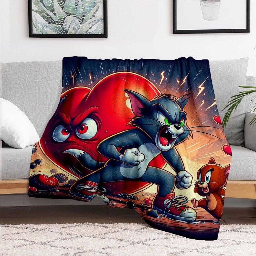 Tom & Jerry Valentine's Day Special Edition PosterBlanket Flannel Throw Blanket for Sofa, Bed, Travel, Camping, Office