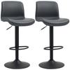 Bar Stools Set Of 2 PU Leather Barstools With Backrest And Footrest For Kitchen Counter Breakfast Bar Dark Grey