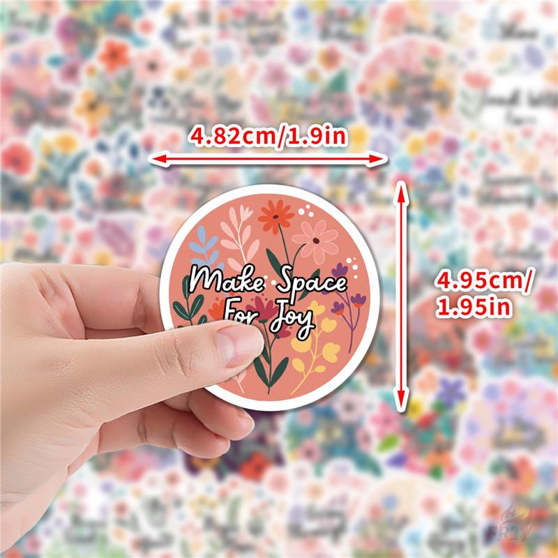50Pcs/Set Flowers Healing Phrase Stickers DIY Fashion Waterproof Doodle Decals Stickers