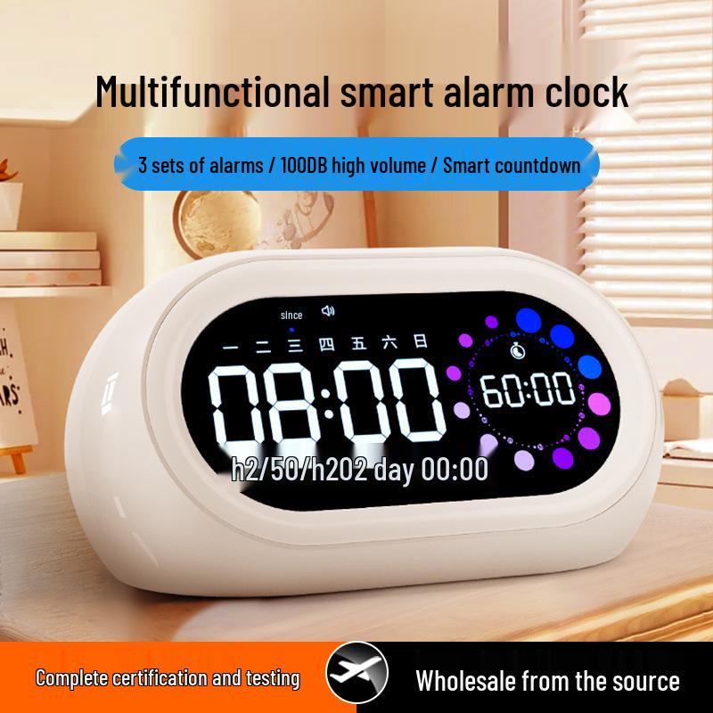 Smart Alarm Clock with Large Display, Visual Timer, Loud Volume, Long Battery Life, and Mini USB Connectivity.