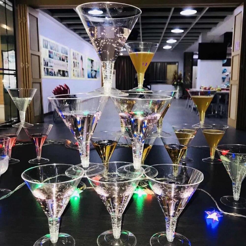 6 Disposable Wine Glasses | 200ml Premium Transparent Hard Plastic Fancy Wine Glasses