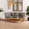 Garden Set - EXCLUSIVE HOUSE - 4 Pieces - Solid Acacia Wood - Modular Design - Grey Removable Cushions