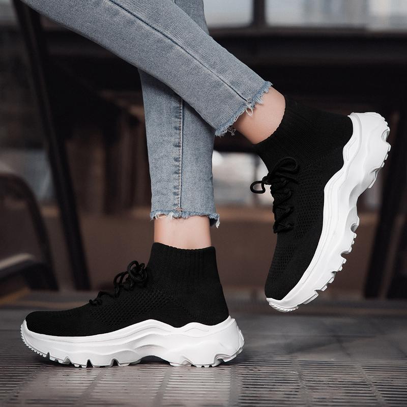 2025 Fashion Women's Sports Shoes Lace Up Socks Shoes Platform Sneakers Casual Shoes zapatillas deportivas mujer Plus Size 35-46