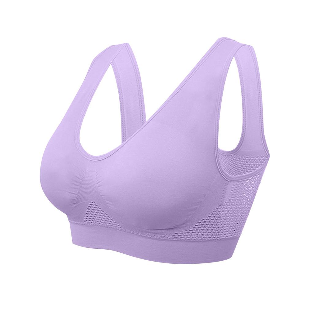 Women's Seamless Breathable Sports Bra Large Size Yoga Workout Top with Hollow Out Ventilation Design Stretch Fabric Support