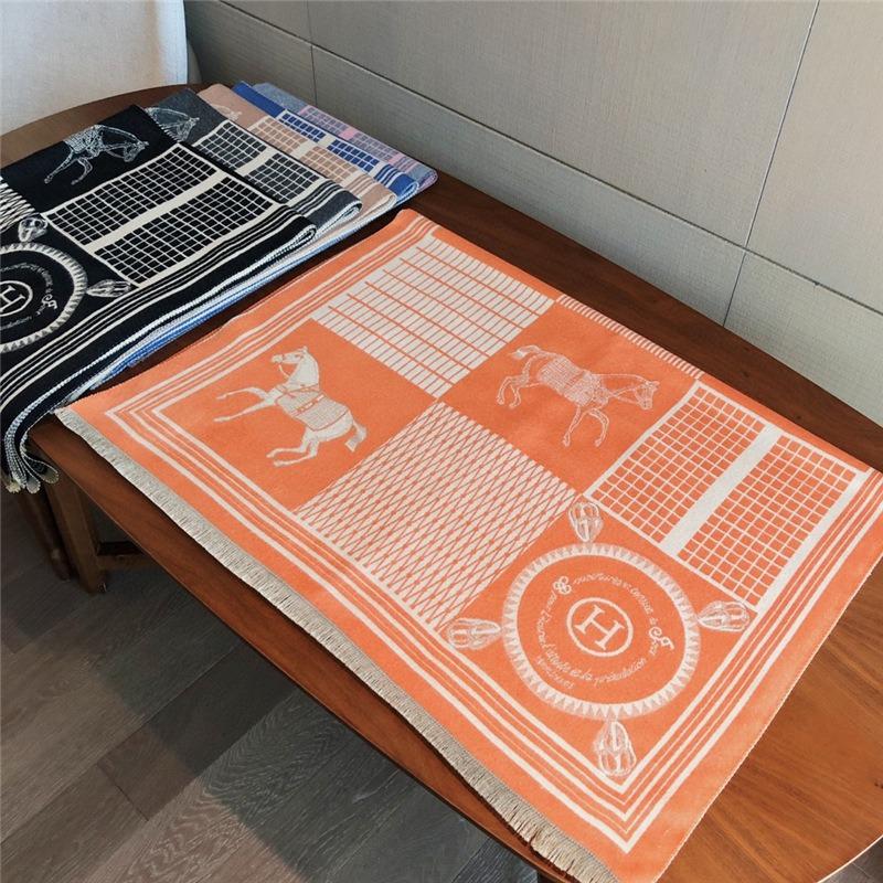 Carriage scarf, women's imitation cashmere air conditioner shawl, winter dual-purpose thickened scarf, fringed long style to keep warm