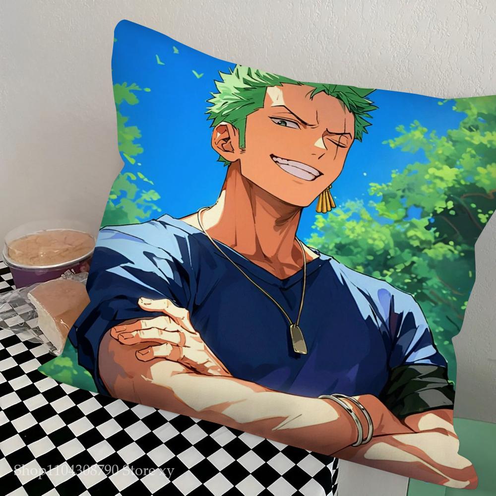 Roronoa Zoro Animation O-One P-Piece Pillow Case Square Pillow Bedroom Sofa Leisure Comfort CushionLiving Room Home Decoration