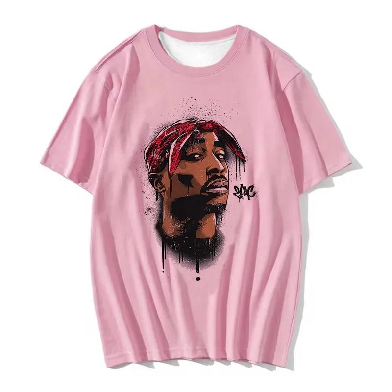 West Coast Gangsta Women T-shirt Rapper Tupac Tops Hip Hop Streetwear Graphic T Shirts Oversized Short Sleeves Tee Men T Shirt