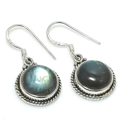 Natural Labradorite Gemstone 925 Solid Sterling Silver Gift Earring 1.25" z0C39