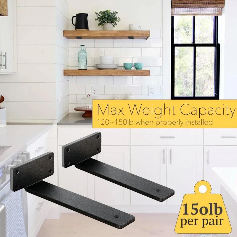 2Piece Shelf Bracket 30.48 Centimeter Floating Shelf Bracket 0.57 Heavy-Duty Hidden Shelf Bracket Iron Metal Support for Shelves