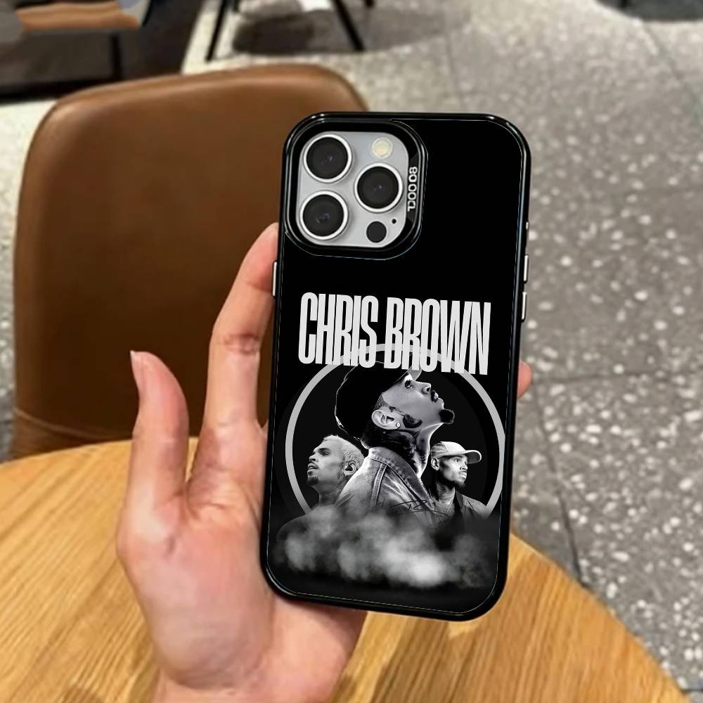 RB C-Chris B-Brown Phone Case For iPhone17,16,15,14,13,12,11 Plus,Pro Max Colored Silver Plated Inside Cover