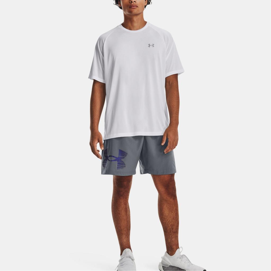 Under Armour Solid Color Round Neck Pullover Training Reflective Short Sleeve T-Shirt Men Tops White 1377054-100