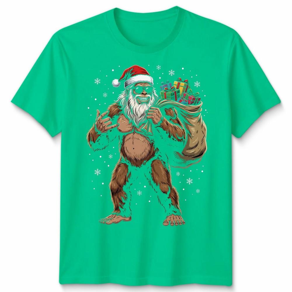 Bigfoot Santa Christmas Holiday Unisexs TShirt Unisexs Tee Unisex Tee Festive Fun S