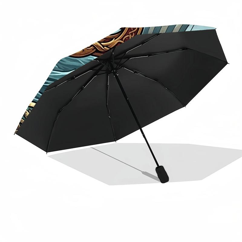 Ship Norse Mythology pattern umbrella, portable and foldable design, 8 ribs, a casual accessory for Halloween, Christmas, and birthday gifts.